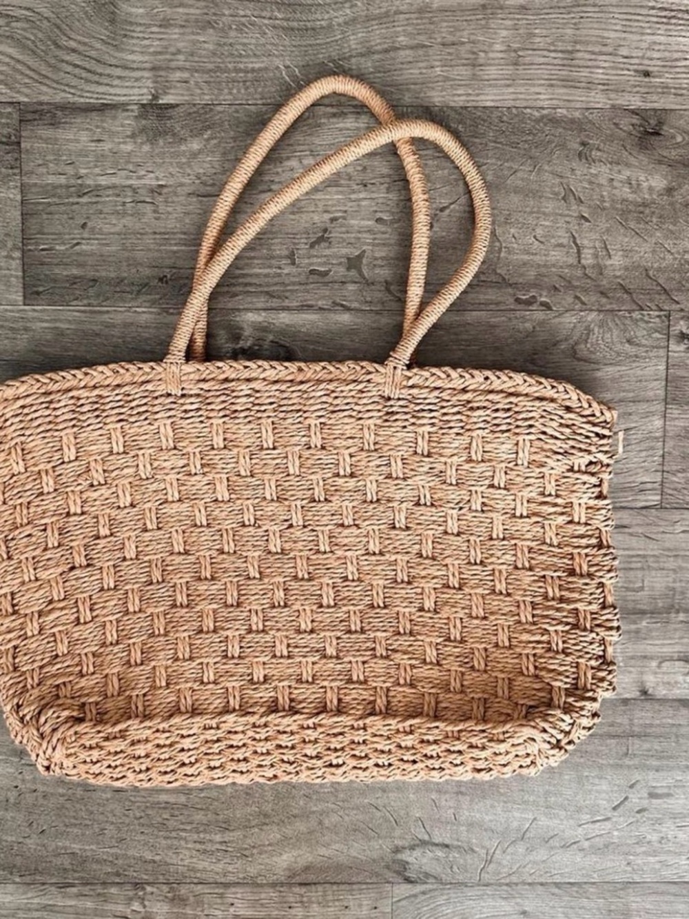 Woven Straw Tote Bag in Natural Tan